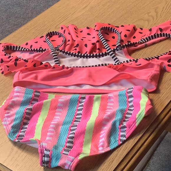 CAT & JACK bikini pink blue vibrant colors polkadots size M 7/8 girls - Picture 4 of 6